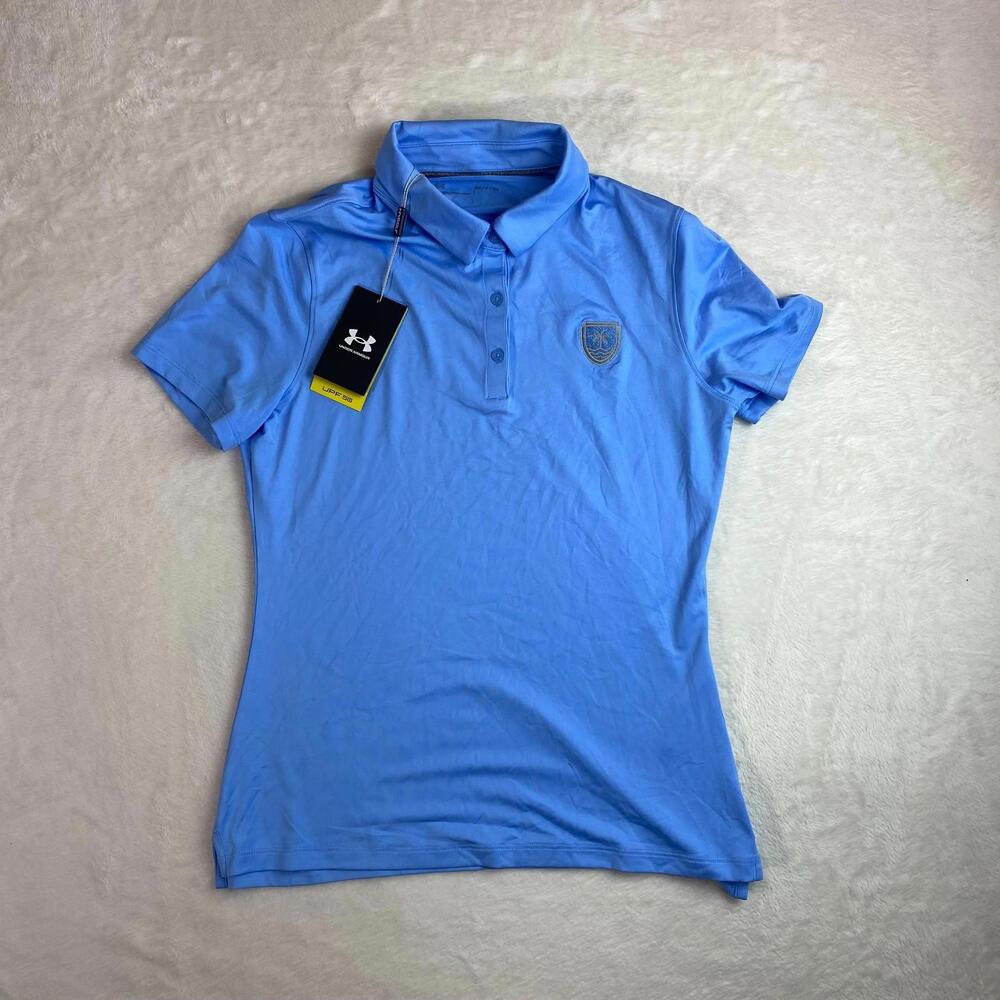 Under Armour Golf‎ Shirt Polo Womens Small Baby Blue Palm Beach Yellow
